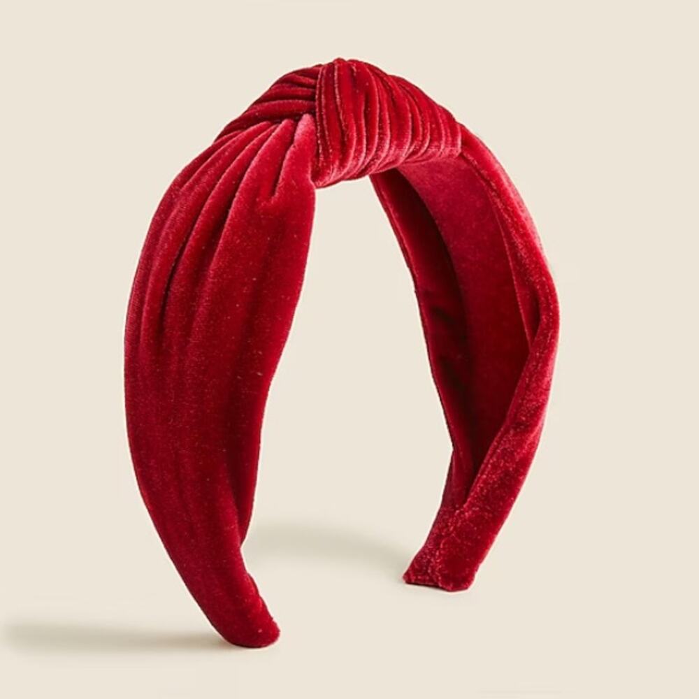 J. Crew Red Velvet Knotted Headband